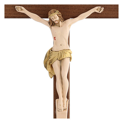 Kruzifix aus dunklem Eschenholz mit Christuskőrper aus Harz, 40 cm 2