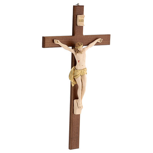 Kruzifix aus dunklem Eschenholz mit Christuskőrper aus Harz, 40 cm 3