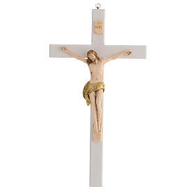 Crucifix bois frêne clair corps résine 40 cm