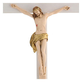 Crucifix bois frêne clair corps résine 40 cm