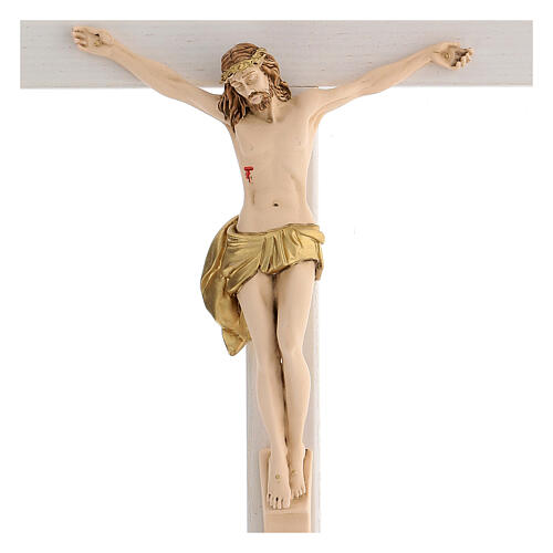 Crucifix bois frêne clair corps résine 40 cm 2