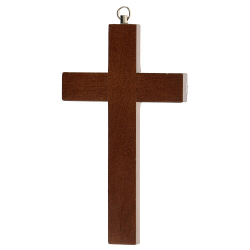 Wood crucifix with plexiglass inserts and metallic body of Christ 15 cm 3