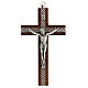 Wood crucifix with plexiglass inserts and metallic body of Christ 15 cm s1