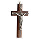 Wood crucifix with plexiglass inserts and metallic body of Christ 15 cm s2