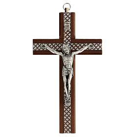 Wooden crucifix with Plexiglas inserts, metal body 15 cm