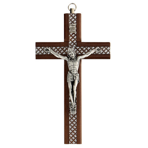 Wooden crucifix with Plexiglas inserts, metal body 15 cm 1