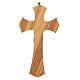 Bell-mouthed olivewood crucifix with metallic body of Christ 15 cm s3