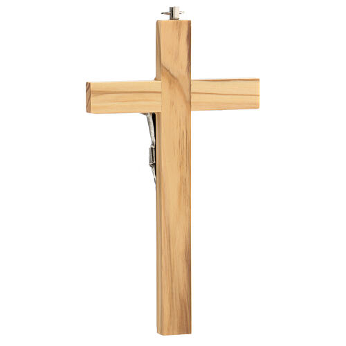 Olivewood crucifix, 16 cm, metallic body of Christ 3