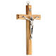 Olivewood crucifix, 16 cm, metallic body of Christ s2