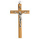 Crucifixo em madeira de oliveira, corpo metálico 16 cm s1
