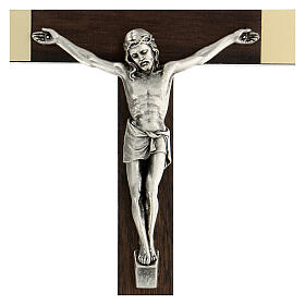 Kruzifix aus Nussbaumholz mit Christuskőrper aus Metall, 20 cm