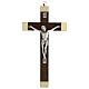 Walnut wood crucifix, 20 cm, metallic body of Christ s1