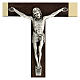 Walnut wood crucifix, 20 cm, metallic body of Christ s2