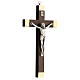 Crucifixo em madeira de nogueira 20 cm com corpo metálico s3