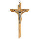 Irregular olivewood crucifix, 20 cm, metallic body of Christ s1
