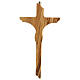 Crucifix irrégulier bois olivier 20 cm corps métal s3