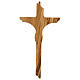 Olive wood shaped crucifix 20 cm metal body s3