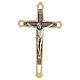 Cut-out wood crucifix with decorated inserts and metallic body of Christ 20 cm s1