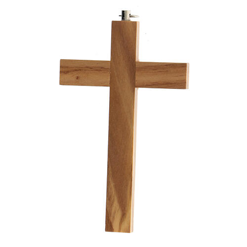 Olivewood crucifix, 12 cm, metallic body of Christ 3