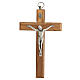 Olivewood crucifix, 12 cm, metallic body of Christ s1