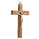 Olivewood crucifix, 12 cm, metallic body of Christ s2