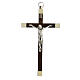 Walnut wood crucifix, 14 cm, metallic body of Christ s1