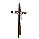 Walnut wood crucifix, 14 cm, metallic body of Christ s2