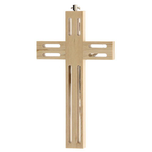 Krucyfiks drewniany perforowany, Ciało Chrystusa metalowe, 15 cm 3