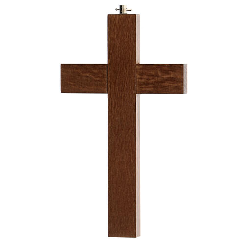 Wood crucifix, metallic body of Christ, 15 cm 3