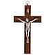 Wood crucifix, metallic body of Christ, 15 cm s1
