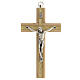Crucifix bois insert plexiglass décoré corps métal 15 cm s1