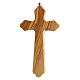 Olive wood contour crucifix 15 cm metal body s3