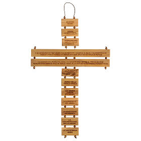 Crucifix bois olivier prière Je crois en Dieu ITA 40 cm