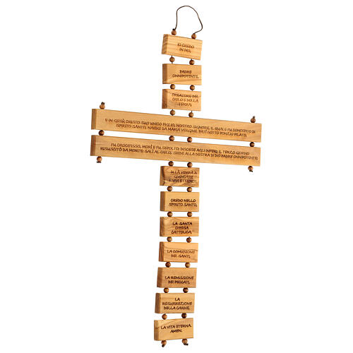 Crucifix bois olivier prière Je crois en Dieu ITA 40 cm 3