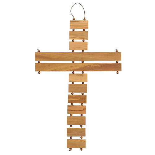 Crucifix bois olivier prière Je crois en Dieu ITA 40 cm 5