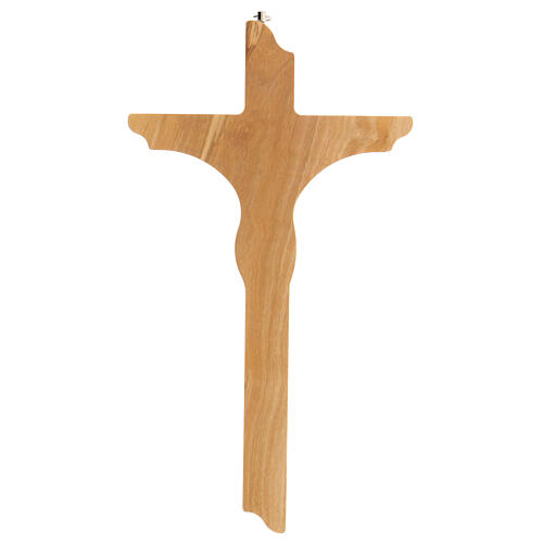 Irregular olivewood crucifix with metallic body of Christ 30 cm 3