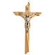 Shaped cross in olive wood metal body 30 cm s1