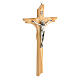 Shaped cross in olive wood metal body 30 cm s2