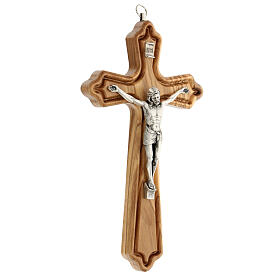 Kruzifix aus Olivenbaumholz mit Christuskőrper aus Metall, 20 cm
