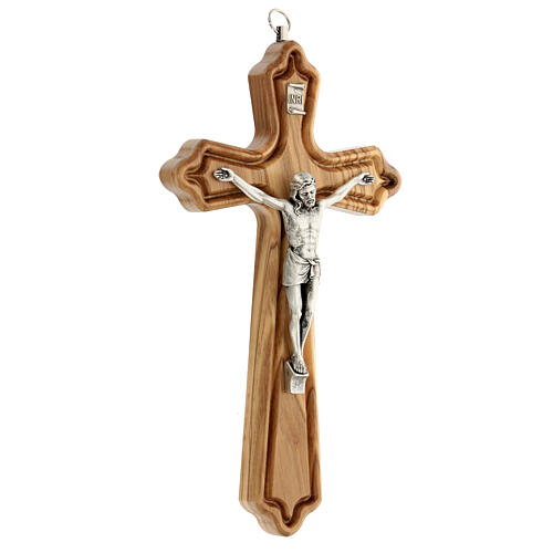 Crucifix bois olivier corps métal 20 cm 2