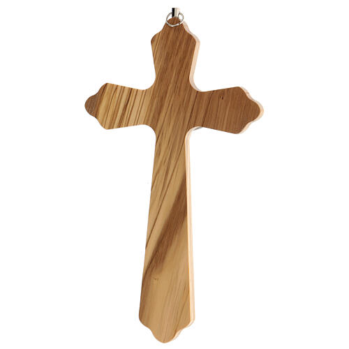 Crucifix bois olivier corps métal 20 cm 3