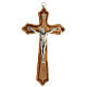 Crucifix bois olivier corps métal 20 cm s1