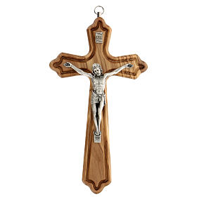 Krucyfiks drewno oliwne, Ciało Chrystusa metalowe, 20 cm