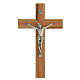 Crucifix bois noyer inserts poirier corps métal 20 cm s1