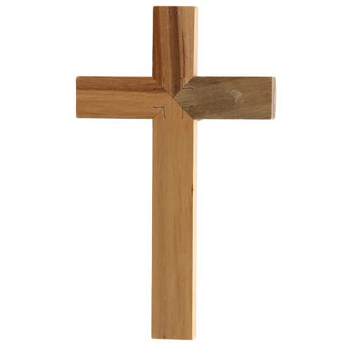 Krucyfiks drewno orzechowe, wstawki drewno gruszy, Ciało Chrystusa metalowe, 20 cm 3
