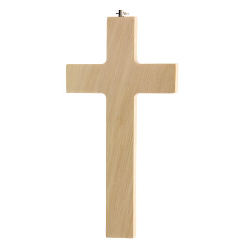 Decorated wood cross, metallic body of Christ, 20 cm 3