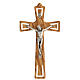 Cut-out bell-mouthed crucifix, olivewood and metal, 20 cm s1