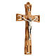 Cut-out bell-mouthed crucifix, olivewood and metal, 20 cm s2