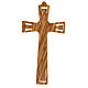 Crucifix bois olivier évasé et ajouré corps métal 20 cm s3