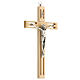 Kruzifix aus gelochtem Holz mit Christuskőrper aus Metall, 20 cm s2